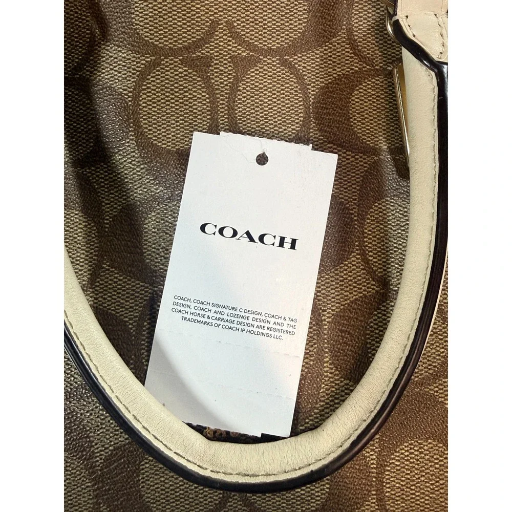 Coach Katy Dome Satchel and Wristlet Set Signature Canvas Brown Chalk C8499